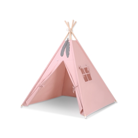 Teepee Kinderspiel-Zelt für Kinder + Schmuckfedern - Altrosa